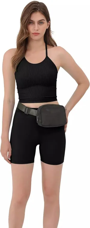 Women's Seamless Rib-Knit Workout Tank Top Crop Tops, Soft Camisole Crop Tank for Women
