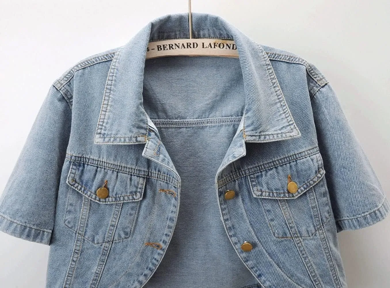 Women's Short Sleeve Denim Shawls Dress Cover Ups Casual Jean Coat