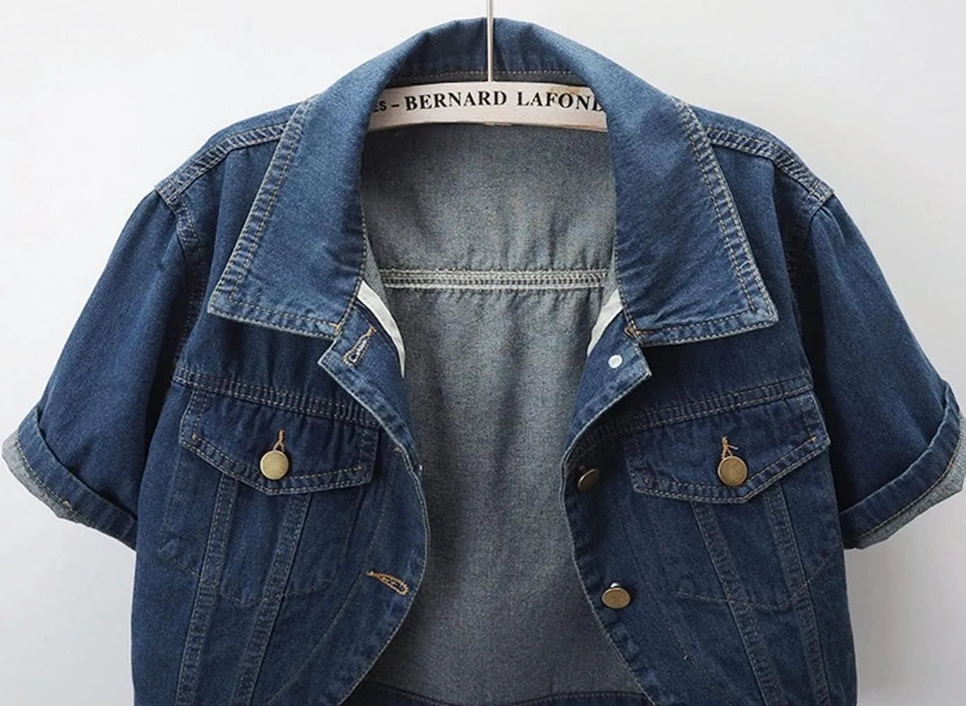 Women's Short Sleeve Denim Shawls Dress Cover Ups Casual Jean Coat
