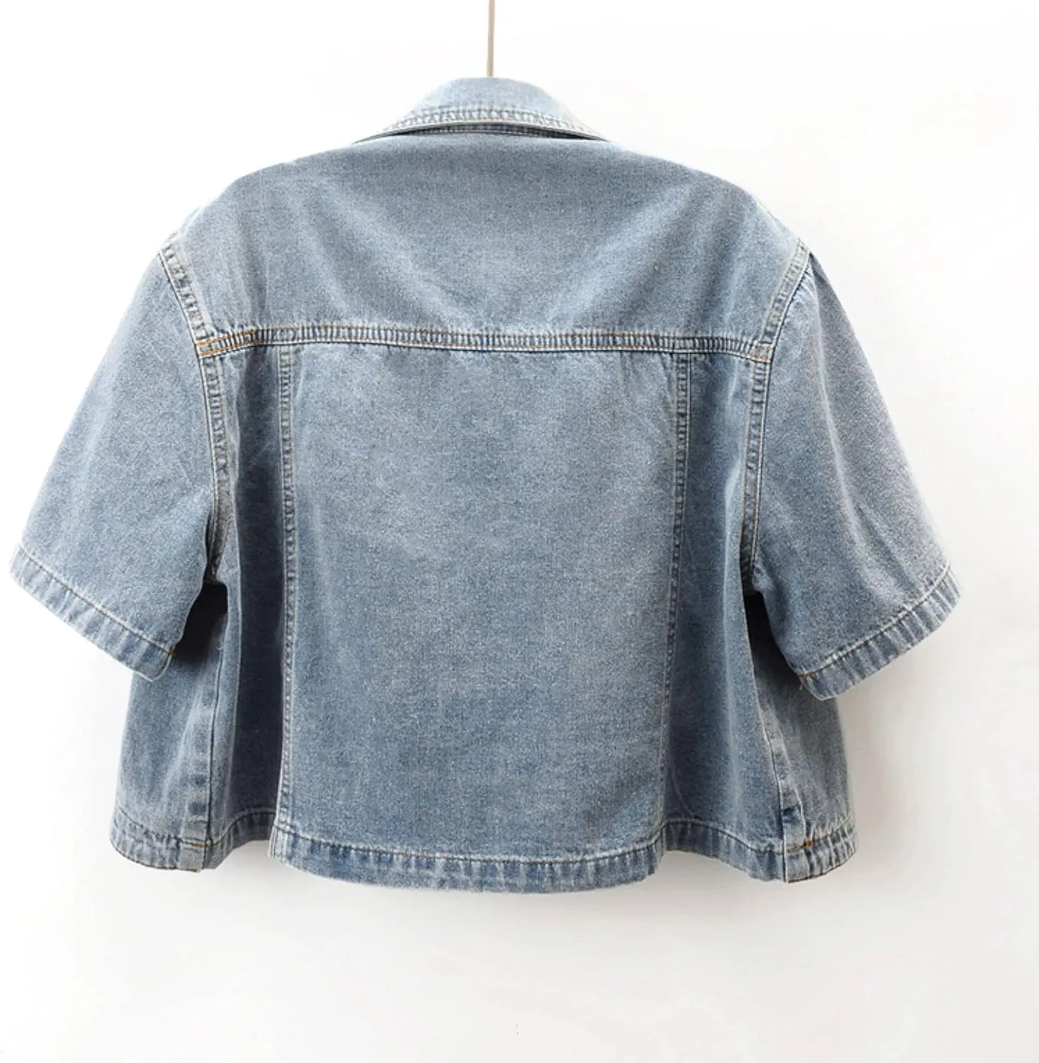 Women's Short Sleeve Denim Shawls Dress Cover Ups Casual Jean Coat
