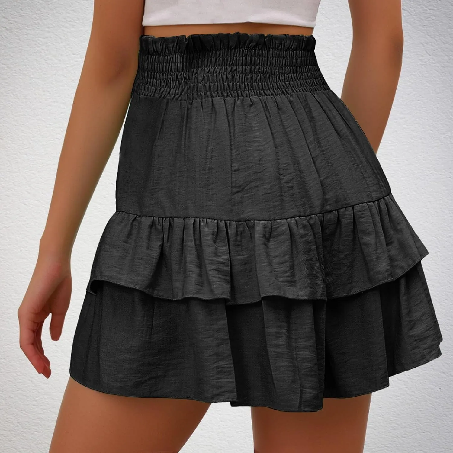 Xiaojmake Tennis Shorts for Women Pleated High Waisted Ruffle Tiered Flowy Short Casual Running Mini Skorts Boho Beach Shorts