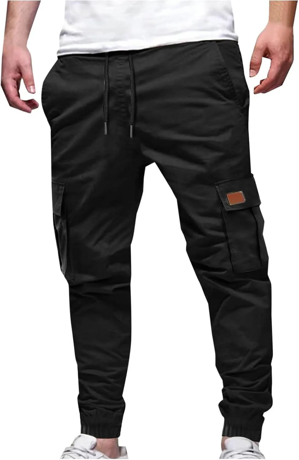 YUHGODO Mens Slim Fit Cargo Pants - Casual Tapered Drawstring Elastic Waist Athletic Joggers Sweatpants with Multi Pockets