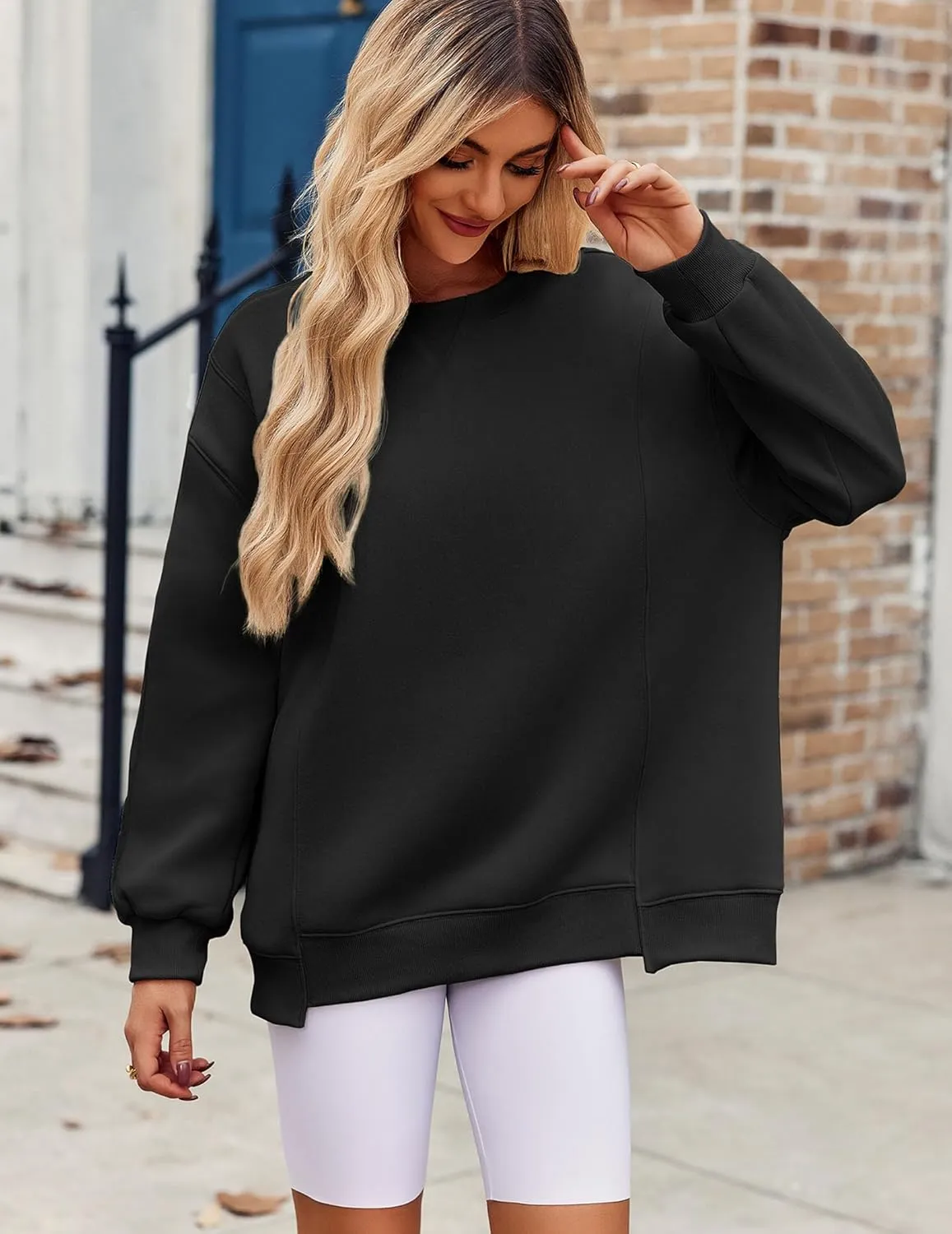 Zeagoo Womens Sweatshirt Long Sleeve Color Block Fleece Hoodies Fall Casual Crewneck Pullover Tunic Tops 2024