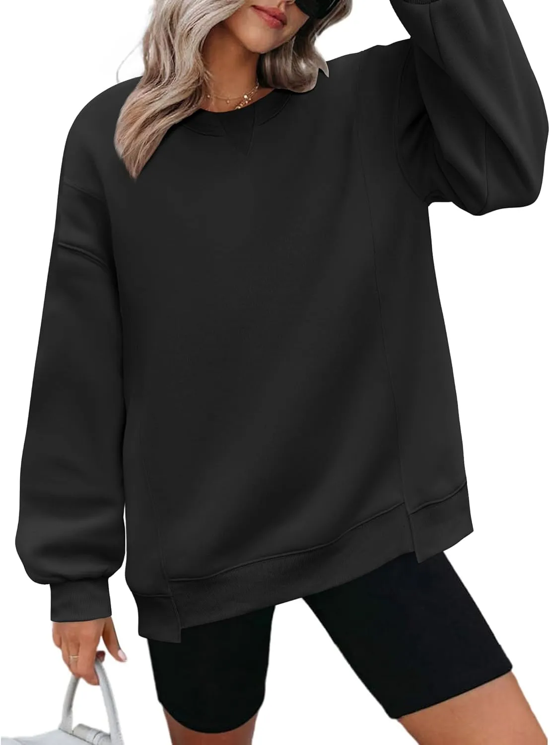 Zeagoo Womens Sweatshirt Long Sleeve Color Block Fleece Hoodies Fall Casual Crewneck Pullover Tunic Tops 2024